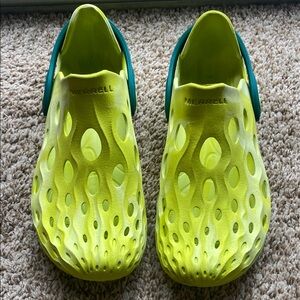 Merrell Yellow Green Water Shoes Perforated Slip-On